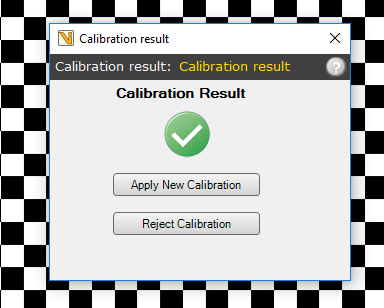 Calibration dialog after performing a calibration