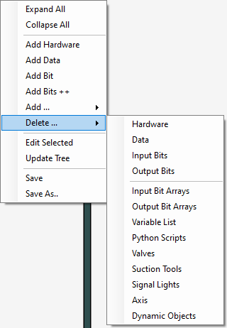 Context menu for deleting objects