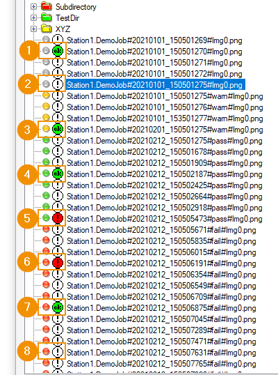 Color coding of the results during image acquisition and in the last execution