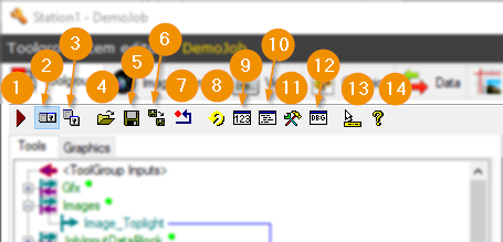 Toolbar des Toolgroup-Editors